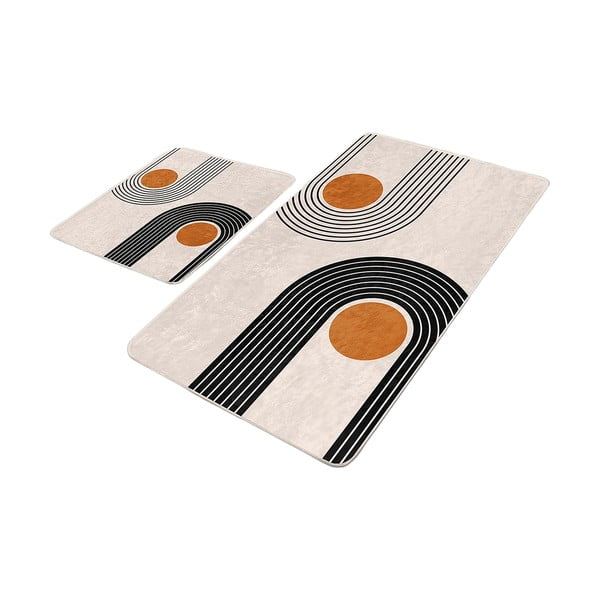 Béžové sametové koupelnové předložky v sadě 2 ks 60x100 cm Dot Arch – Mila Home