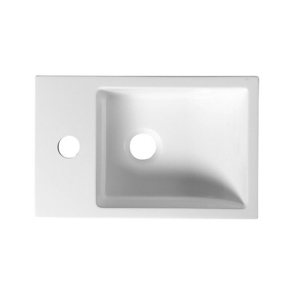 Bílé malé umyvadlo z litého mramoru Sapho Alabama, levá strana-image-2