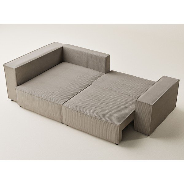 Béžová manšestrová rozkládací/s úložným prostorem rohová pohovka (levý roh/do L) Tonga – Maison de Rêve-image-3