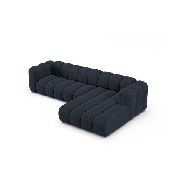 Tmavě modrá žinylková rohová pohovka (pravý roh/s lenoškou) Lupine – Micadoni -image-2