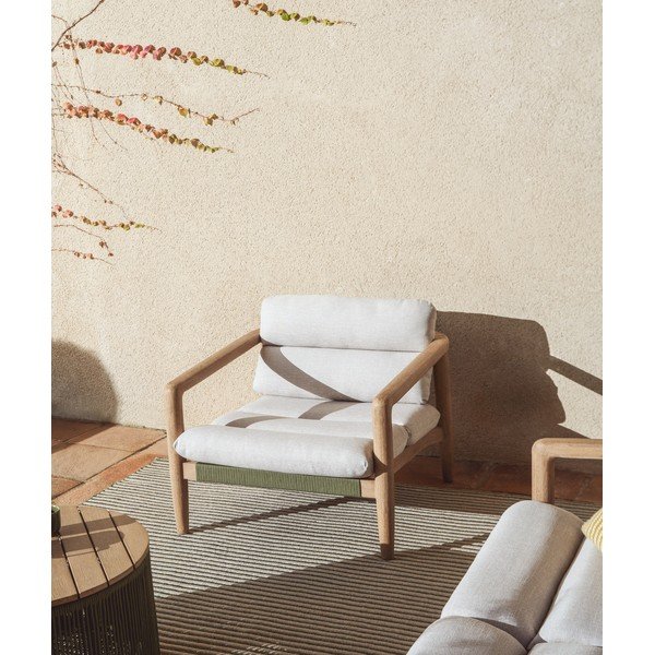 Béžové polstrované zahradní křeslo Menfi – Kave Home-image-2