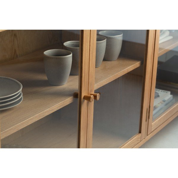 Vitrína v dekoru dubu v přírodní barvě 180x80x40 cm Ceci – MOME-image-2