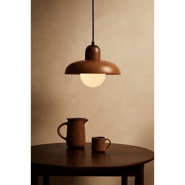 Hnědé závěsné svítidlo s dřevěným stínidlem ø 25 cm Elsa – Opviq lights-image-1