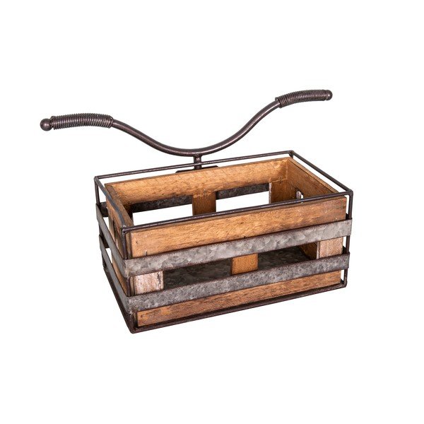 Dekorativní úložný box z dubového dřeva a zinku Antic Line Velo, 25 x 16 cm