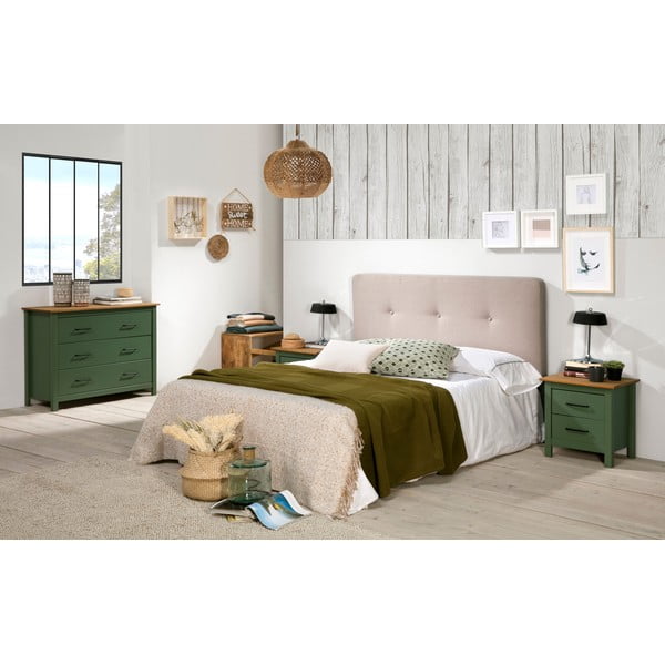 Nízká komoda z borovicového dřeva v zeleno-přírodní barvě 100x80 cm Miranda – Marckeric-image-1