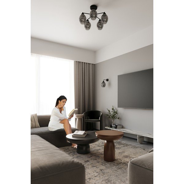 Černé stropní svítidlo se skleněným stínidlem 59x59 cm Garten – Sollux-image-3