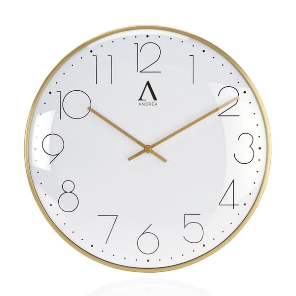 Bílé nástěnné hodiny s bílými detaily Andrea House, 30 cm