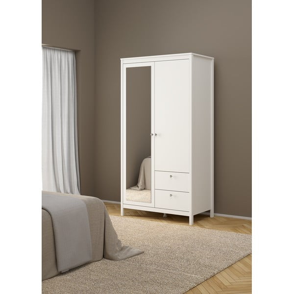 Bílá šatní skříň se zrcadlem 102x199x58 cm Madrid – Tvilum-image-3