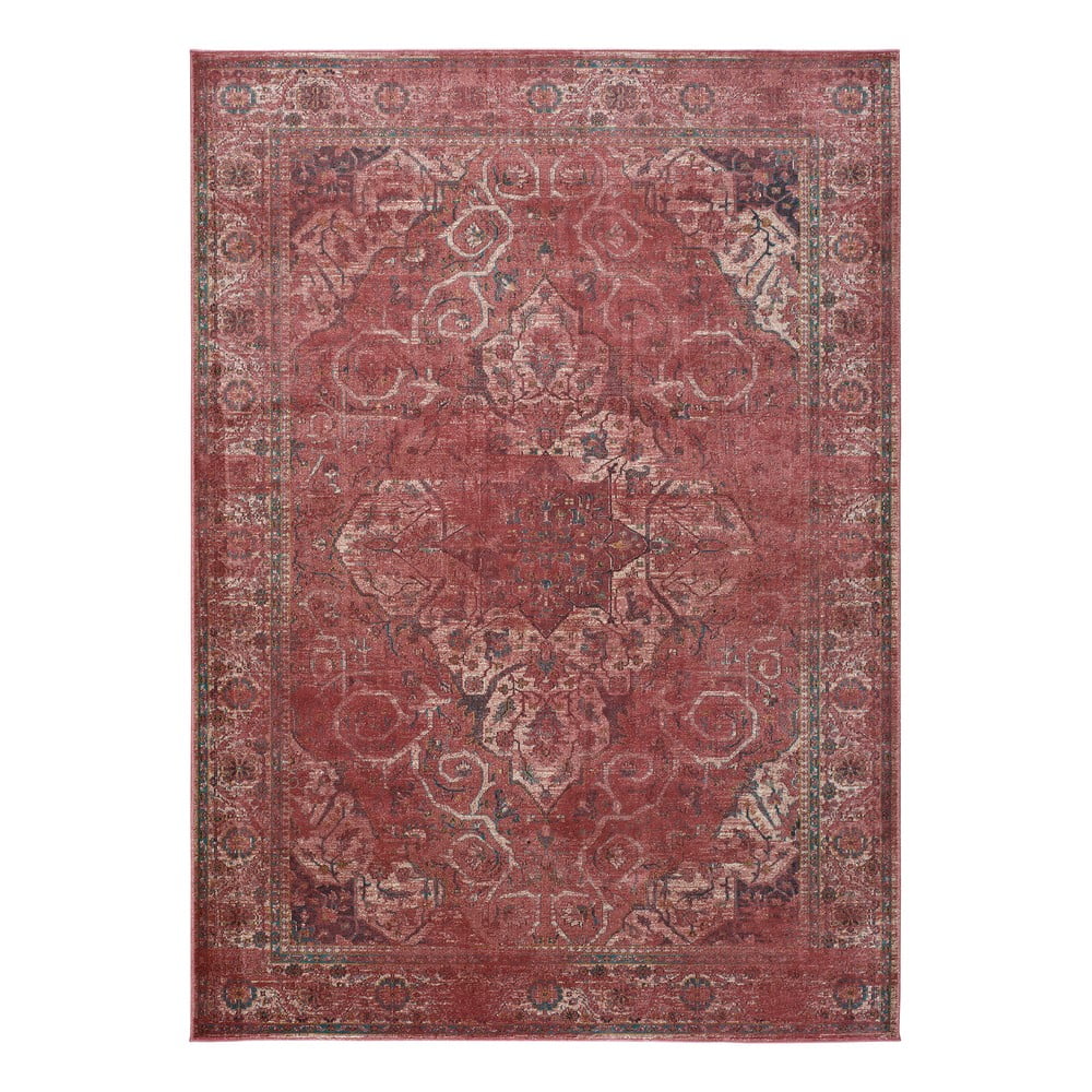 Červený koberec z viskózy Universal Lara Rust, 60 x 110 cm
