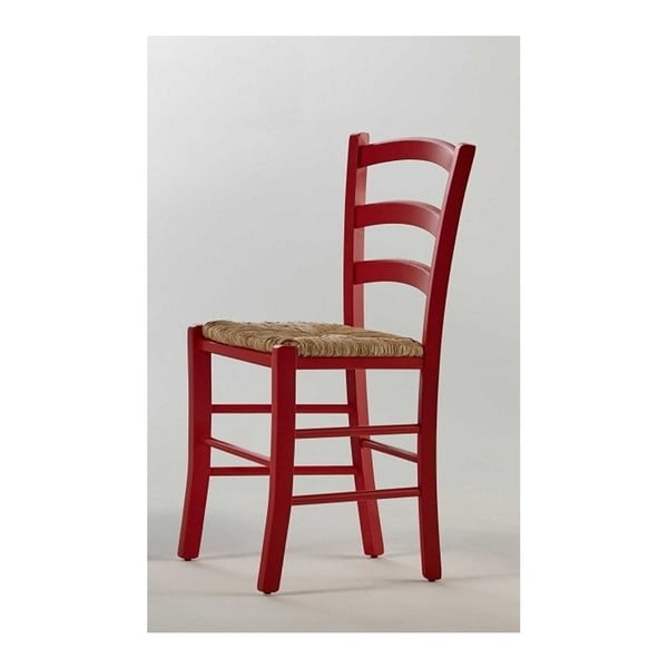 Červená židle z borovicového dřeva SOB Palerma