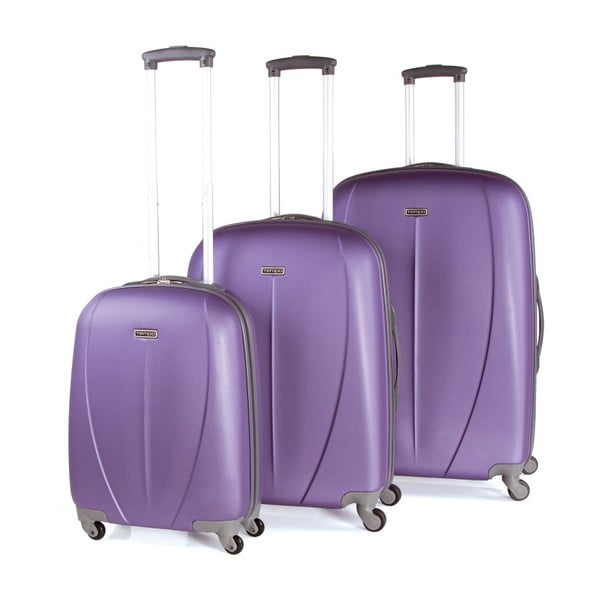 Sada 3 fialových cestovních kufrů na kolečkách Arsamar Wright