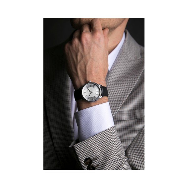 Pánské hodinky s černým páskem z pravé kůže Walter Bach Marrio-image-3