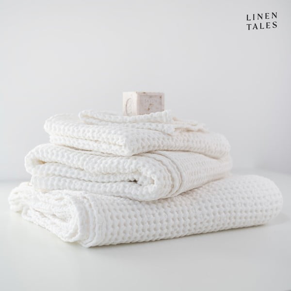 Bílé ručníky a osušky v sadě 3 ks Honeycomb – Linen Tales-image-1