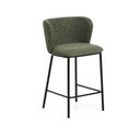 Tmavě zelená čalouněná barová židle (výška sedáku 65 cm) Ciselia – Kave Home