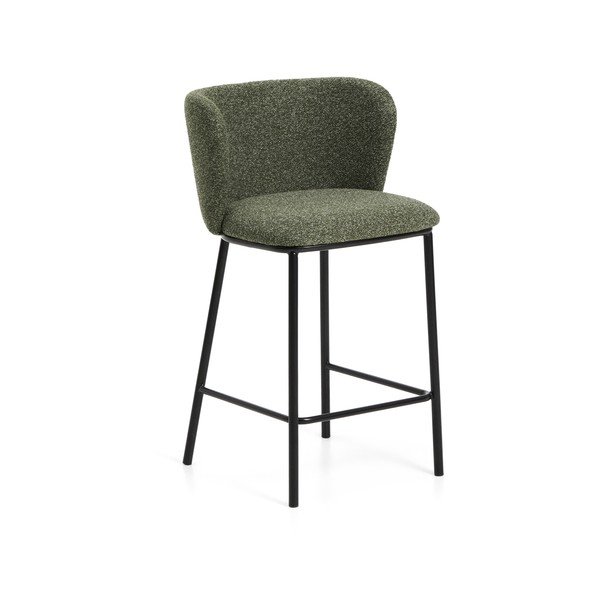 Tmavě zelená čalouněná barová židle (výška sedáku 65 cm) Ciselia – Kave Home