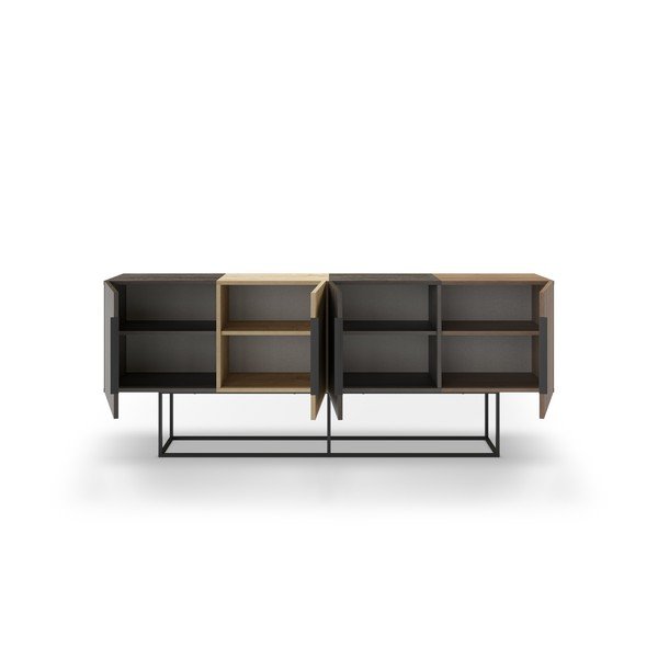 Nízká komoda v dekoru dubu v hnědo-přírodní barvě 200x80 cm Titan – Marckeric-image-3