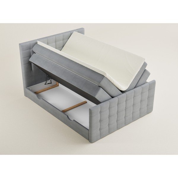 Šedá boxspring postel s úložným prostorem 200x200 cm Tasca – Maison de Rêve-image-3