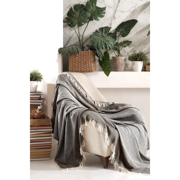 Černý/béžový přehoz 170x210 cm Etnik – Mijolnir-image-1