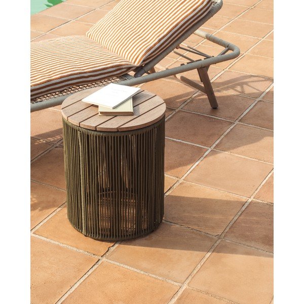 Kulatý zahradní stolek s deskou z akácie ø 40 cm Dandara – Kave Home-image-1