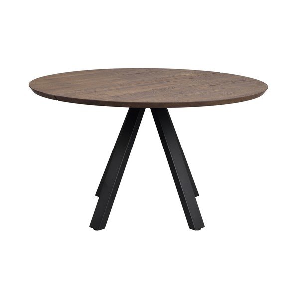 Tmavě hnědý kulatý jídelní stůl s deskou z dubového dřeva ø 130 cm Carradale – Rowico-image-2