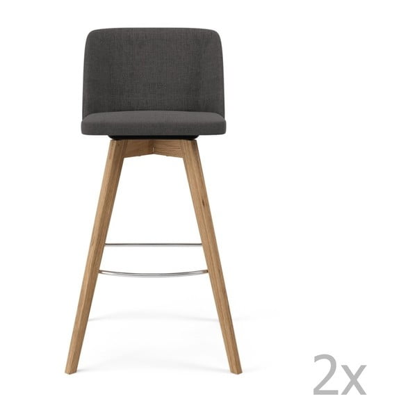 Sada 2 šedých barových židlí Tenzo Tom, výška 99 cm