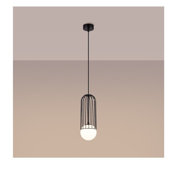 Bílé/černé závěsné svítidlo se skleněným stínidlem Belinda – Sollux-image-4