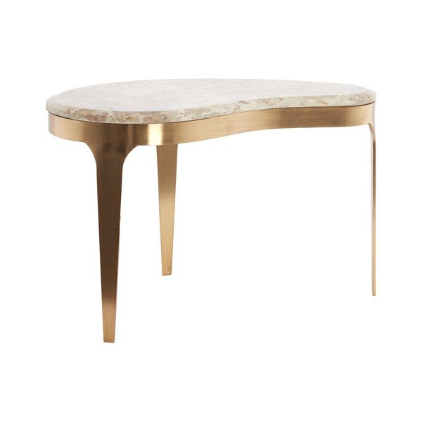 Konferenční stolek s mramorovou deskou  v bronzové barvě/taupe 39x65 cm Giulio – Light & Living