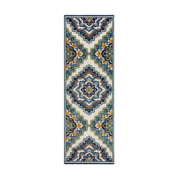 Modrý venkovní koberec 80x230 cm Beach Floral – Flair Rugs
