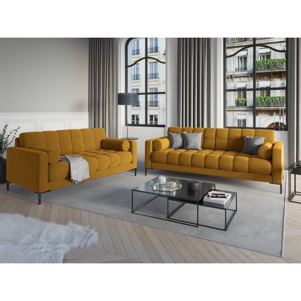 Žlutá sametová pohovka Cosmopolitan Design Bali-image-1