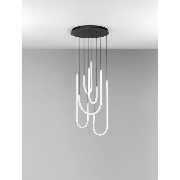 Bílé/matně černé ocelové LED stmívatelné závěsné svítidlo se stínidlem z akrylového skla ø 50 cm Topaz – Nova Luce-image-4