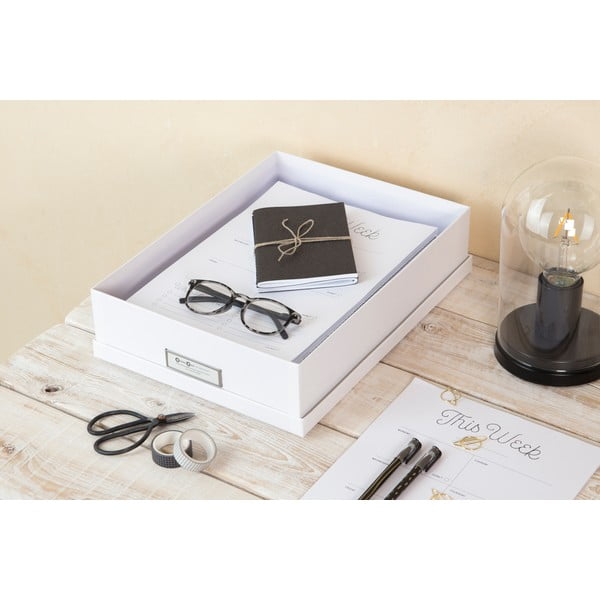 Bílý úložný box se jmenovkou na dokumenty Bigso Box of Sweden Oskar, velikost A4-image-2