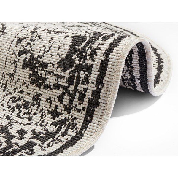 Černo-krémový venkovní koberec NORTHRUGS Borbon, ø 140 cm-image-3