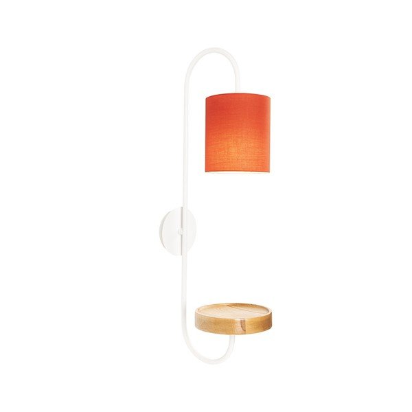 Bílé kovové nástěnné svítidlo s červeným stínidlem Opviq lights Marylena-image-2