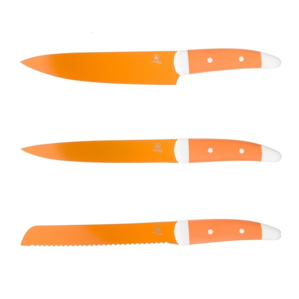 Sada 3 oranžových nožů Laguiole Lance