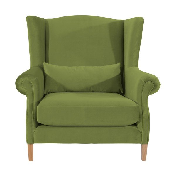 Olivově zelené sametové křeslo ušák Max Winzer Harvey Velvet-image-2