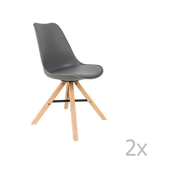Sada 2 šedých židlí White Label Kell