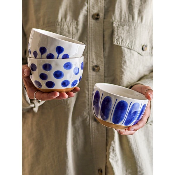 Bílé/modré misky v sadě 3 ks z kameniny 500 ml Linora – Bloomingville-image-1