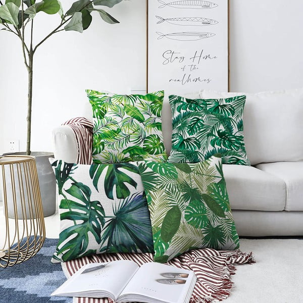 Sada 4 povlaků na polštáře Minimalist Cushion Covers Summer Jungle, 55 x 55 cm