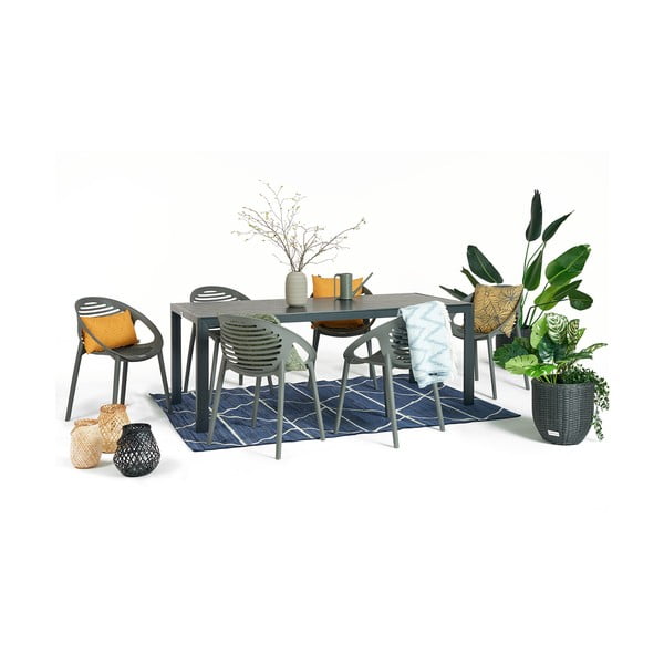 Zahradní jídelní set pro 6 osob s šedou židlí Joanna a stolem Viking, 90 x 205 cm-image-2