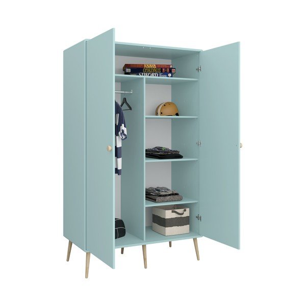Tyrkysová dětská šatní skříň 113x190 cm Gaia - Tvilum-image-4