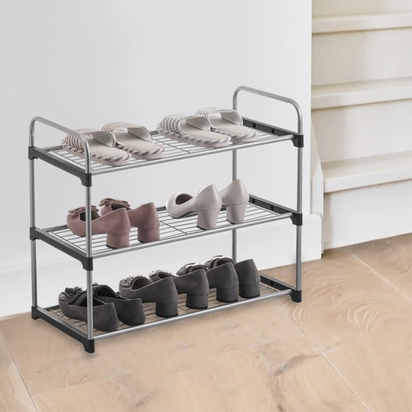 Kovový stojan na boty ve stříbrné barvě – Orion-image-1