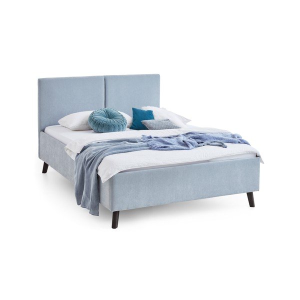Světle modrá čalouněná dvoulůžková postel s roštem 140x200 cm Piano – Meise Möbel-image-3