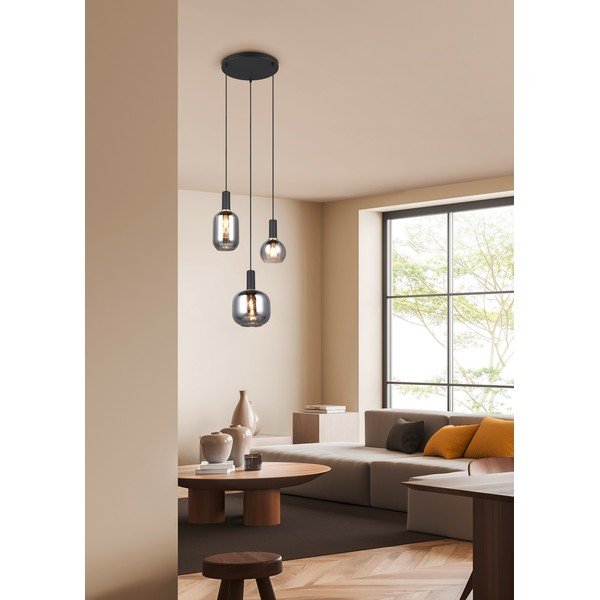 Černé závěsné svítidlo se skleněným stínidlem Diva – Trio-image-1