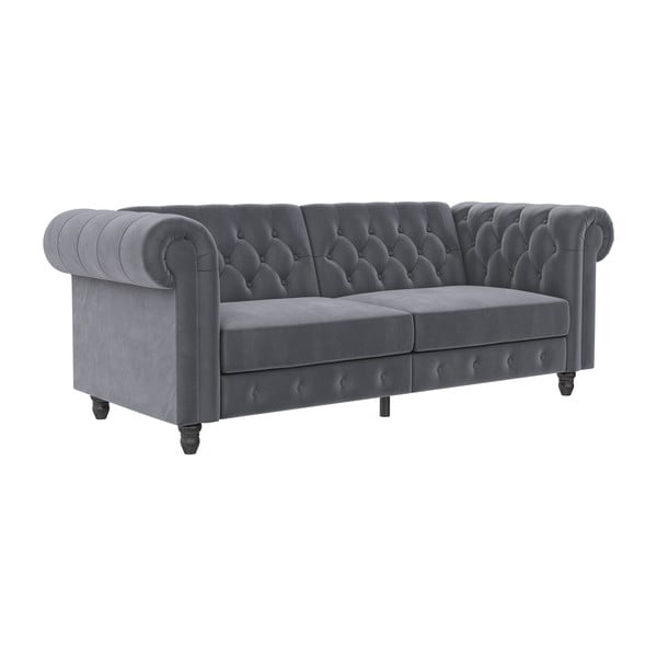 Tmavě šedá sametová rozkládací pohovka 236 cm Felix – Støraa-image-2