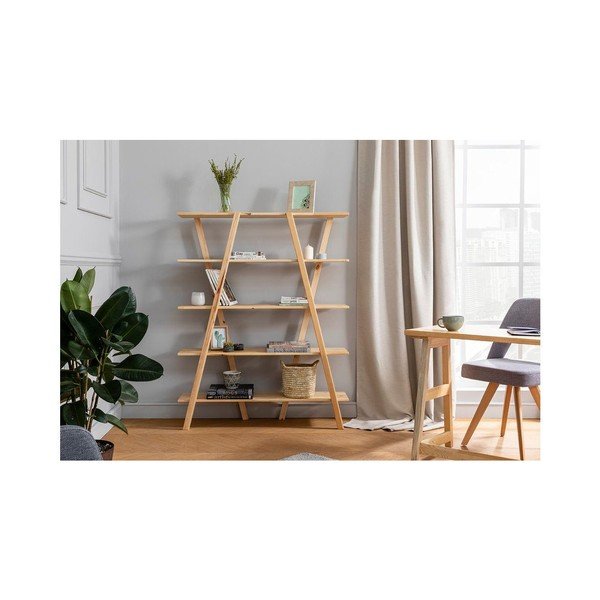 Knihovna z borovicového dřeva v přírodní barvě 120x148 cm Perla – Kalune Design-image-3