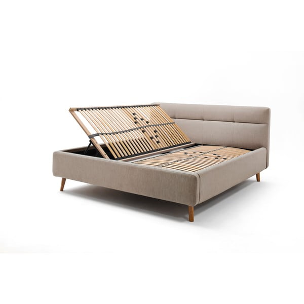 Béžová čalouněná dvoulůžková postel s úložným prostorem s roštem 160x200 cm Lotte – Meise Möbel-image-4