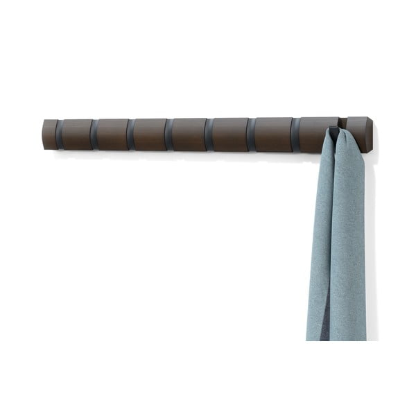 Tmavě hnědý nástěnný věšák z topolového dřeva Flip – Umbra-image-4