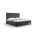 Tmavě šedá čalouněná dvoulůžková postel s úložným prostorem s roštem 180x200 cm Casey – Mazzini Beds