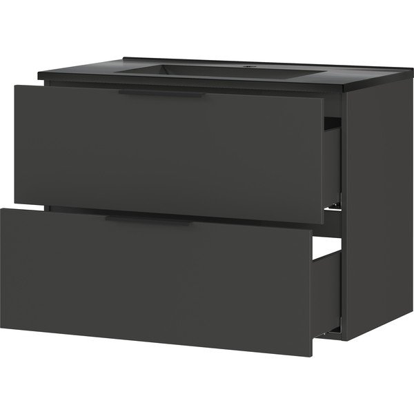 Černo-antracitová závěsná skříňka s umyvadlem 81x61 cm Crandon – Germania-image-2