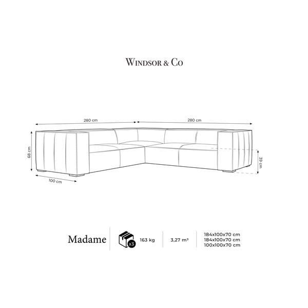 Koňakově hnědá kožená rohová pohovka (variabilní) Madame – Windsor & Co Sofas-image-4